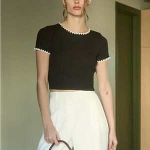 Black and White Trim Women's Top